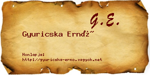 Gyuricska Ernő névjegykártya